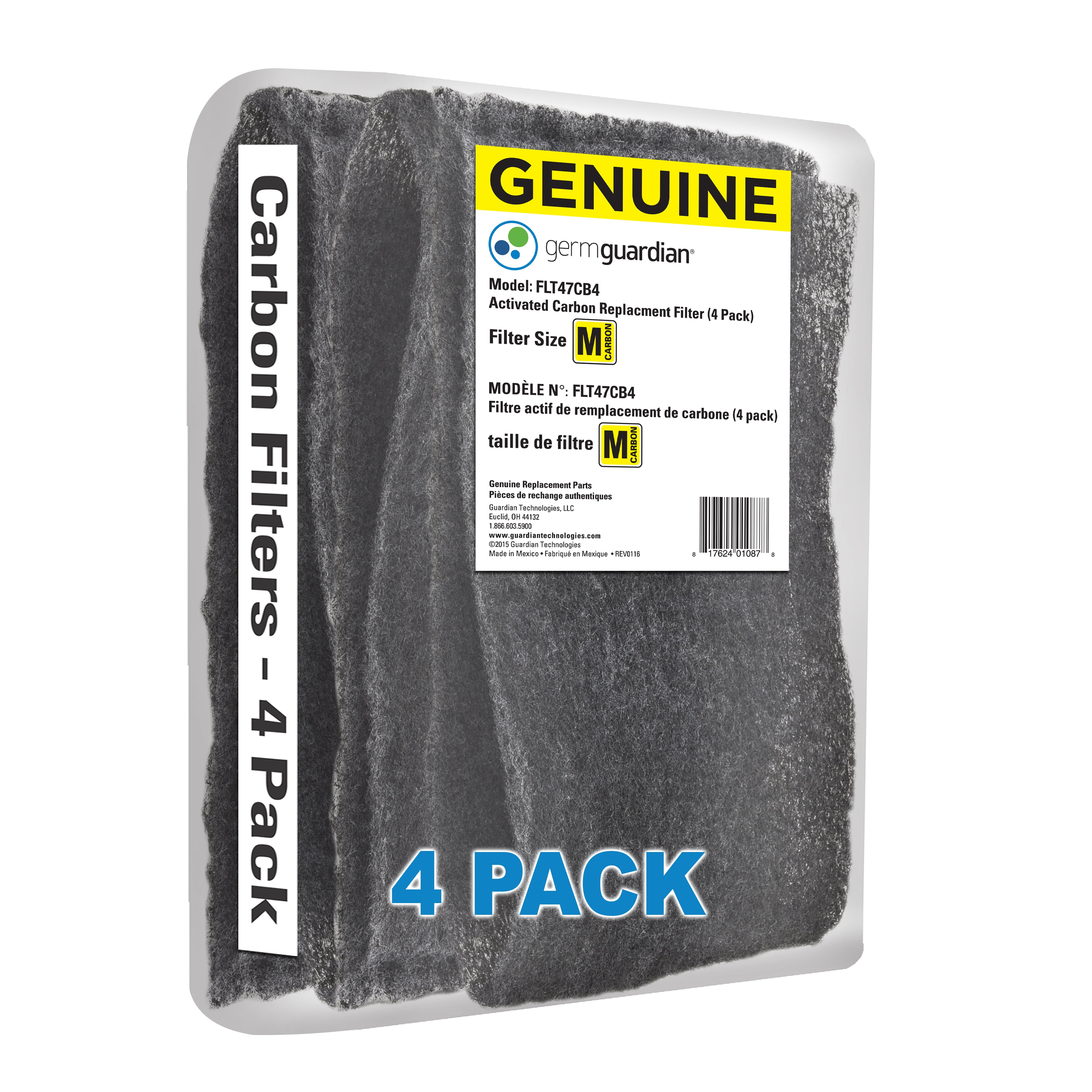 GermGuardian 4-Pack Carbon Filter Replacement, FLT47CB4, for