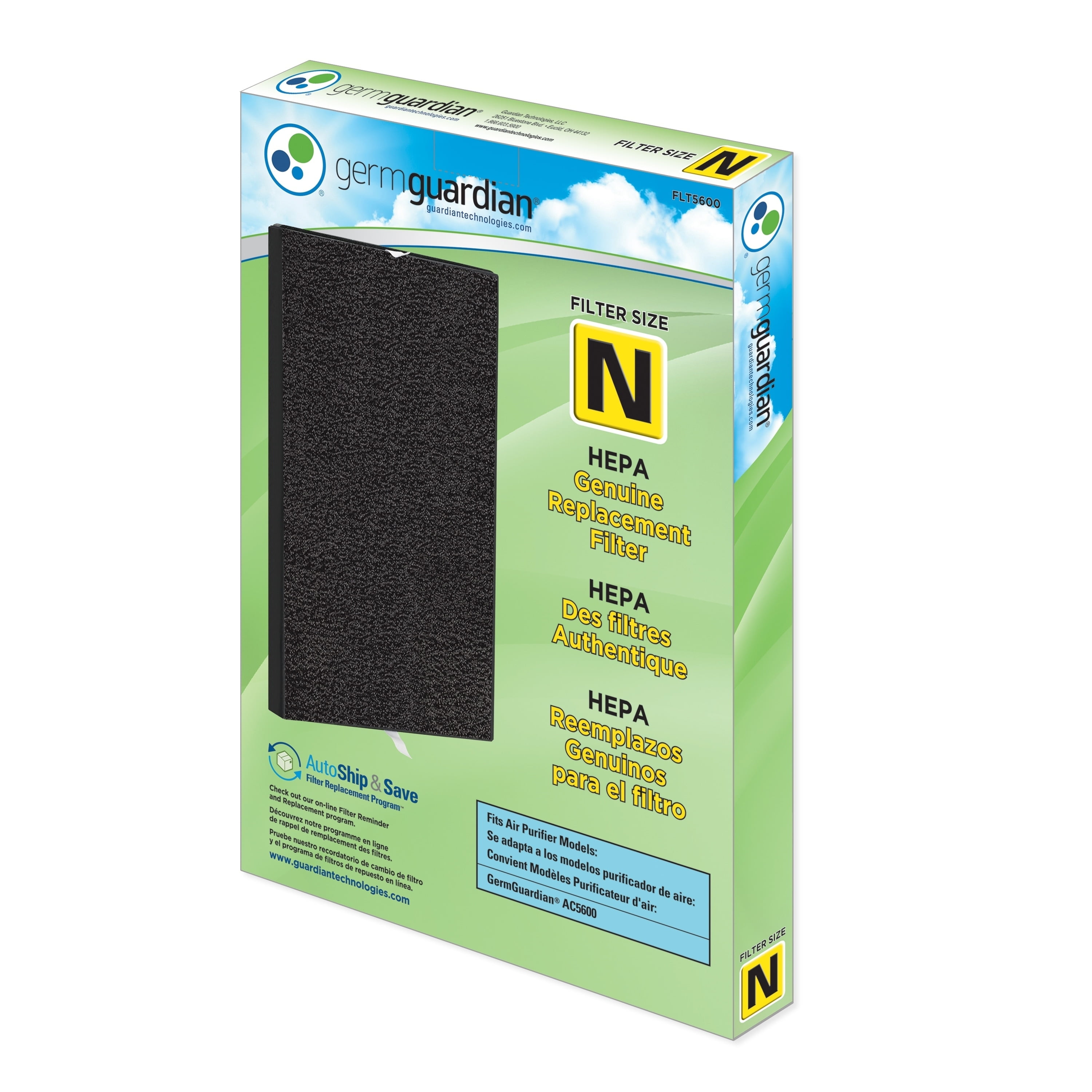 GermGuardian Filter V HEPA Pure Genuine Air Purifier Replacement Filter,  Removes 99.97% of Pollutants for AirSafe Series and AC151, Black/Yellow