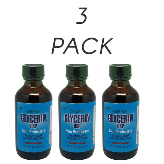 Germa Vegetable Glycerin. Natural Skin Moisturizer and Emollient. Treatment for Dry Skin and Lips. 2 oz. Pack of 3