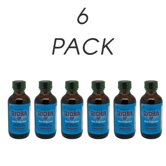 Germa Vegetable Glycerin. Natural Skin Moisturizer and Emollient. Treatment for Dry Skin and Lips. 2 oz. Pack of 6