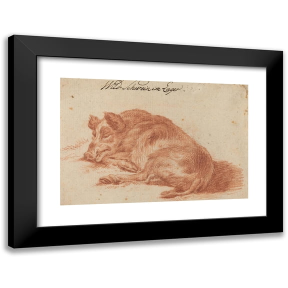 German, 18th Century 14x11 Black Modern Framed Museum Art Print Titled - Wild Boar (18th Century)