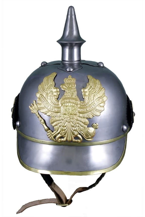 German 19Th Cent. Helmet - Pickelhaube - In Steel W/ Brass Trim