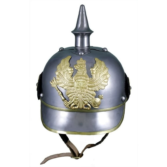 German 19Th Cent. Helmet - Pickelhaube - In Steel W/ Brass Trim
