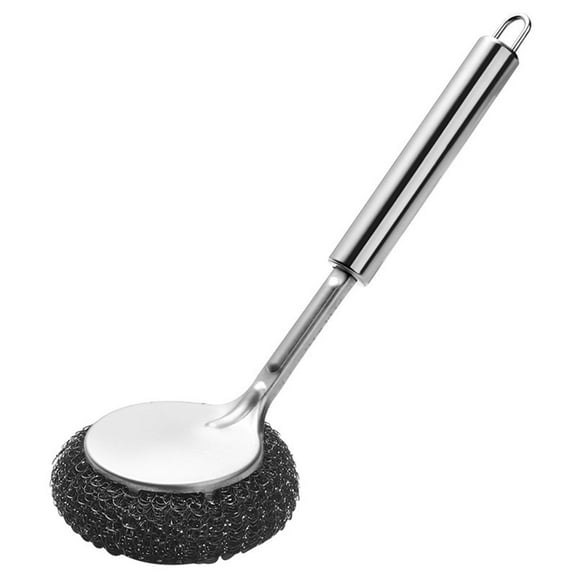 German 304 Stainless Steel Long Handle Pot Brush With Scrubber For Kitchen Cleaning Non Rust Dishwashing Brush For Cookware Pans Sinks Heavy Duty Cleaning Tool