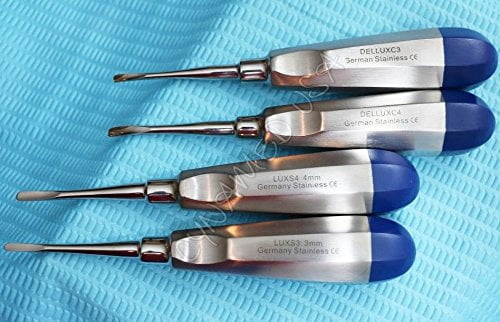 GERMAN Dental Luxating Elevator Set - 4 Pcs Curved Tools For Tooth Extraction (1.5mm To 4mm)