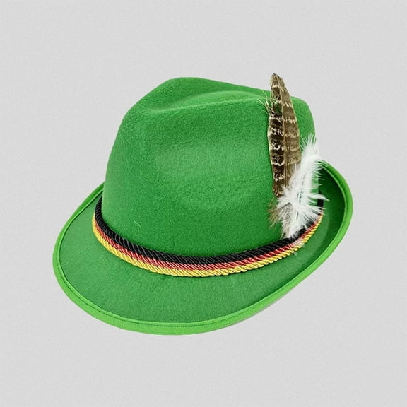 German Alpine Bavarian Oktoberfest Felt Hat Cap w/Feathers, Adult, Unisex