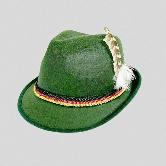German Alpine Bavarian Oktoberfest Felt Hat Cap w/Feathers, Adult, Unisex
