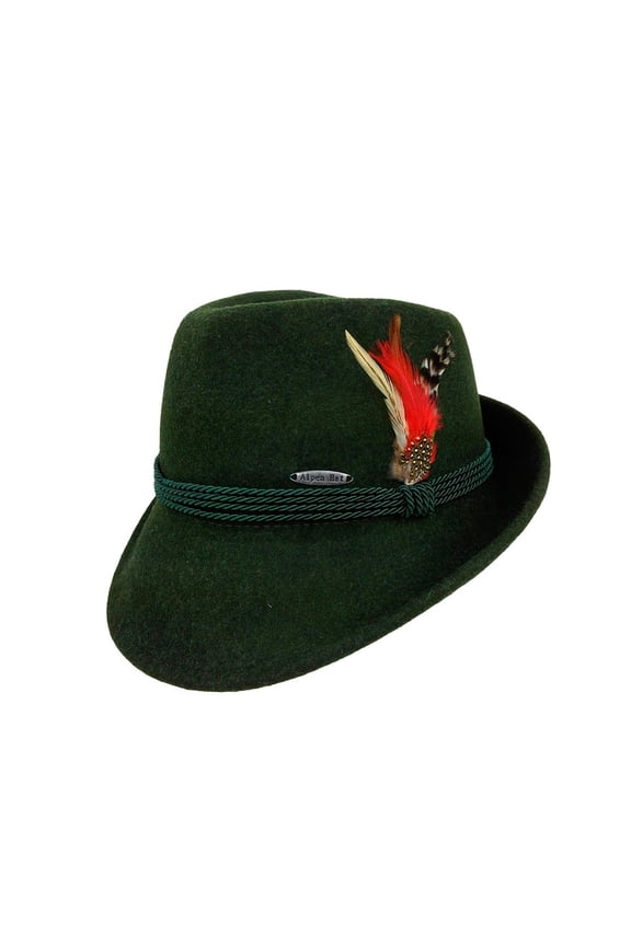 German Alpine Style Green 100% Wool Oktoberfest Hat