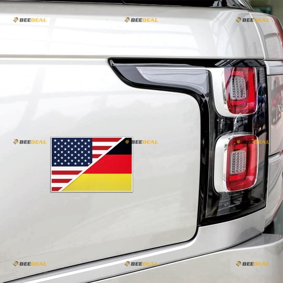 German American Flag Merged Car Magnet Germany America Magnetic Sticker Decal - 2 Pack Reflective 4" - for Truck Door Fridge Reusable Waterproof
