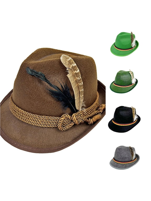 German And Non Woven Fabric Feather Hat For Oktoberfest And Stage Performances
