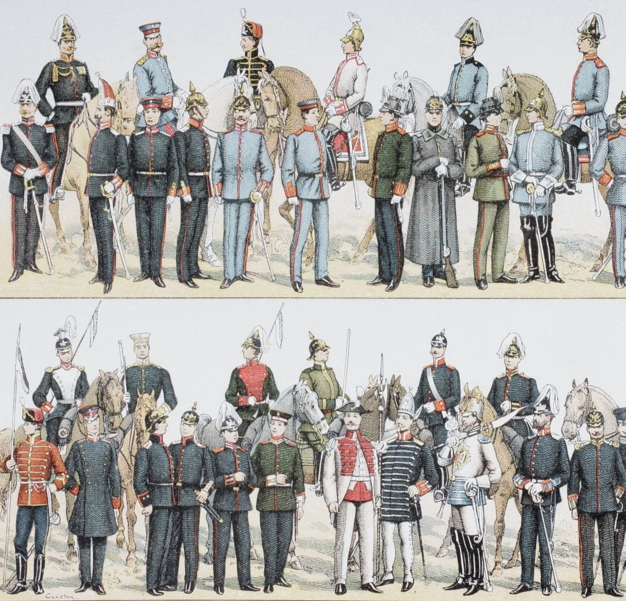 German Army And Cavalry Uniforms At The Turn Of The 20Th Century From Enciclopedia Ilustrada Segu Canvas Art - Ken Welsh Design Pics (24 x 24)