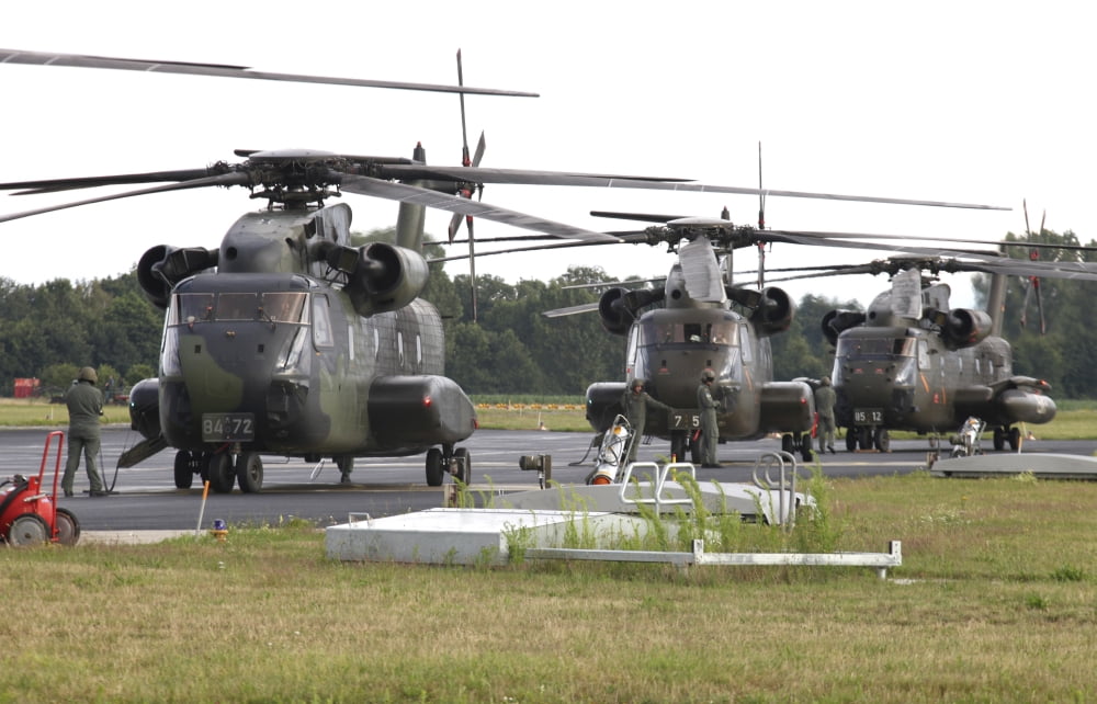 German Army CH-53G helicopters Germany Canvas Art - Timm ZiegenthalerStocktrek Images (35 x 23)