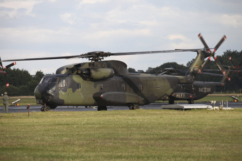 German Army CH-53G helicopters Germany Canvas Art - Timm ZiegenthalerStocktrek Images (35 x 24)