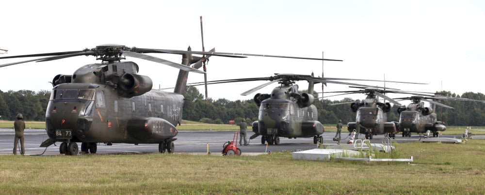German Army CH-53G helicopters Germany Canvas Art - Timm ZiegenthalerStocktrek Images (44 x 18)