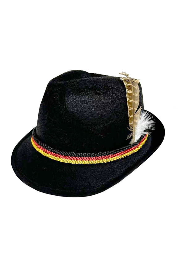 German Bavarian Oktoberfest Wool Beret with Decorative Feather for Stage Performances and Parties