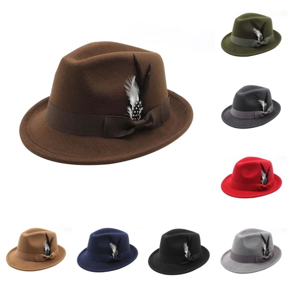 German Festival Fedora Hat - Traditional Felt Hat with Feather for Oktoberfest Party Outdoor Events