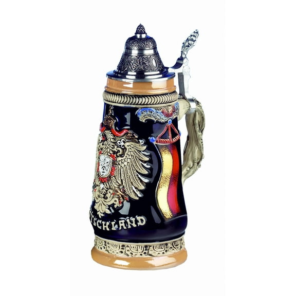 German Beer Stein Deutschland Monarchy Eagle Stein 0.5 liter tankard, beer mug