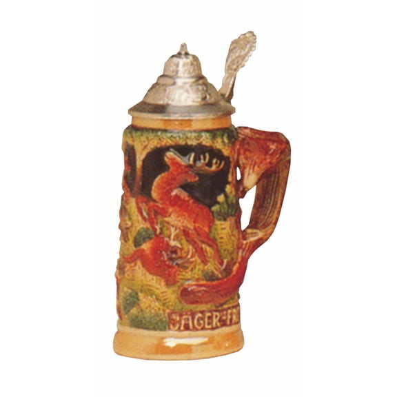 German Beer Stein Fox handle hunting stein 0.4 liter tankard, beer mug
