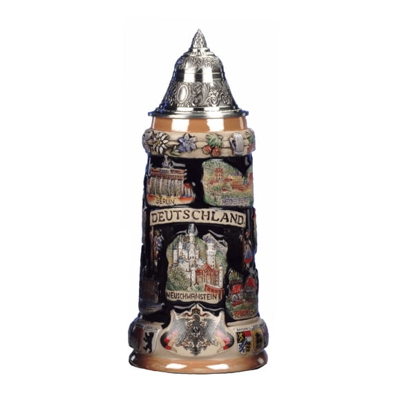 German Beer Stein German landmarks with state coat of Arms Stein 0.75 liter tankard, beer mug