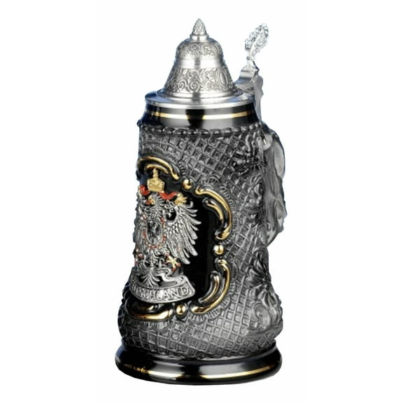 German Beer Stein Lozenge Stein pewter eagle Stein 0.5 liter tankard, beer mug KI 720-SZ 0,5L Deutschland