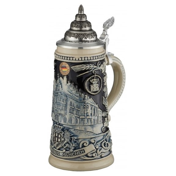 German Beer Stein Munich Hofbruhaus Mnchen HB relief stein 0.5 liter tankard, beer mug King Werk KI 1000175