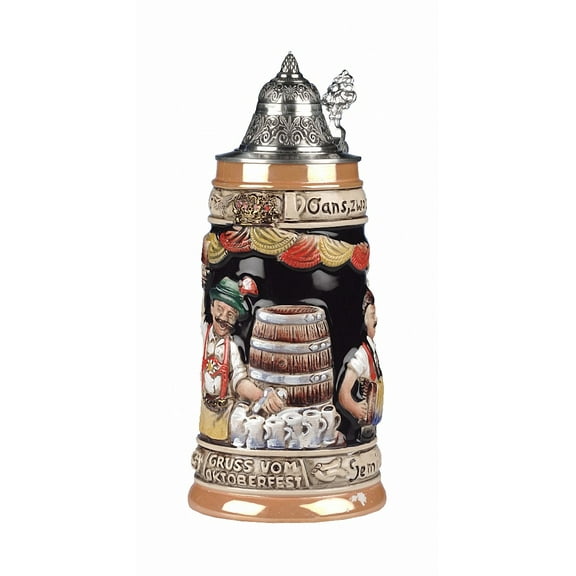 German Beer Stein Oktoberfest 1 liter tankard, beer mug