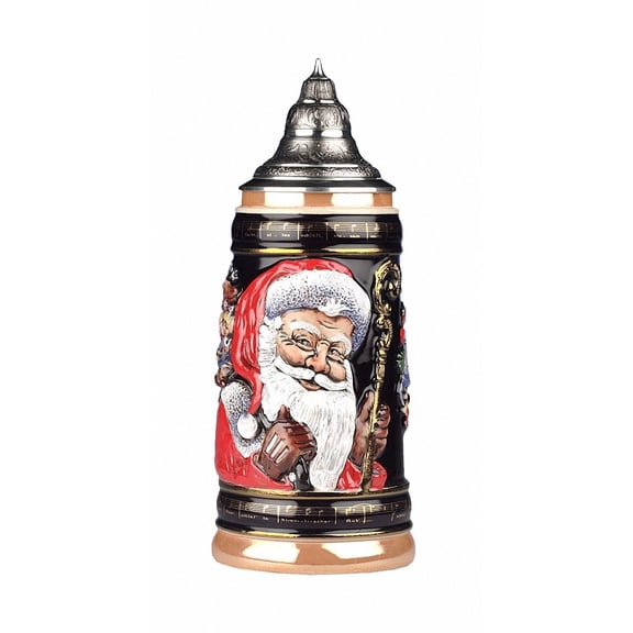 German Beer Stein Old World Santa 1 liter tankard, beer mug