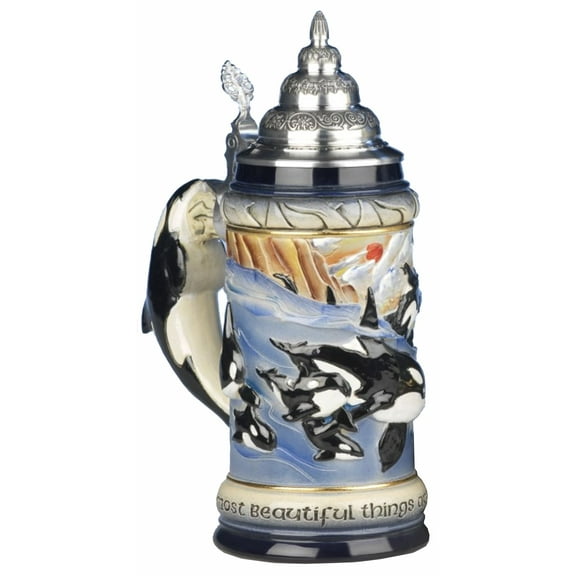 German Beer Stein Orca-Whale Stein 0.75 liter tankard, beer mug