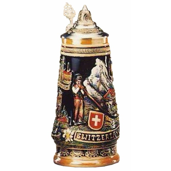 German Beer Stein Switzerland 0.5 liter tankard, beer mug KI 307 0,5L Switzerland