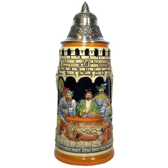 German Beer Stein life is a game of dice Knight Stein 0.5 liter tankard, beer mug