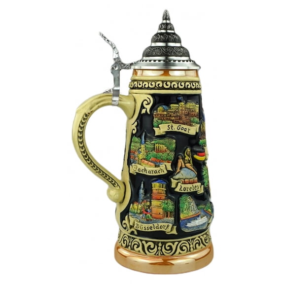 German Beer Stein the Rhine 0.5 liter tankard, beer mug