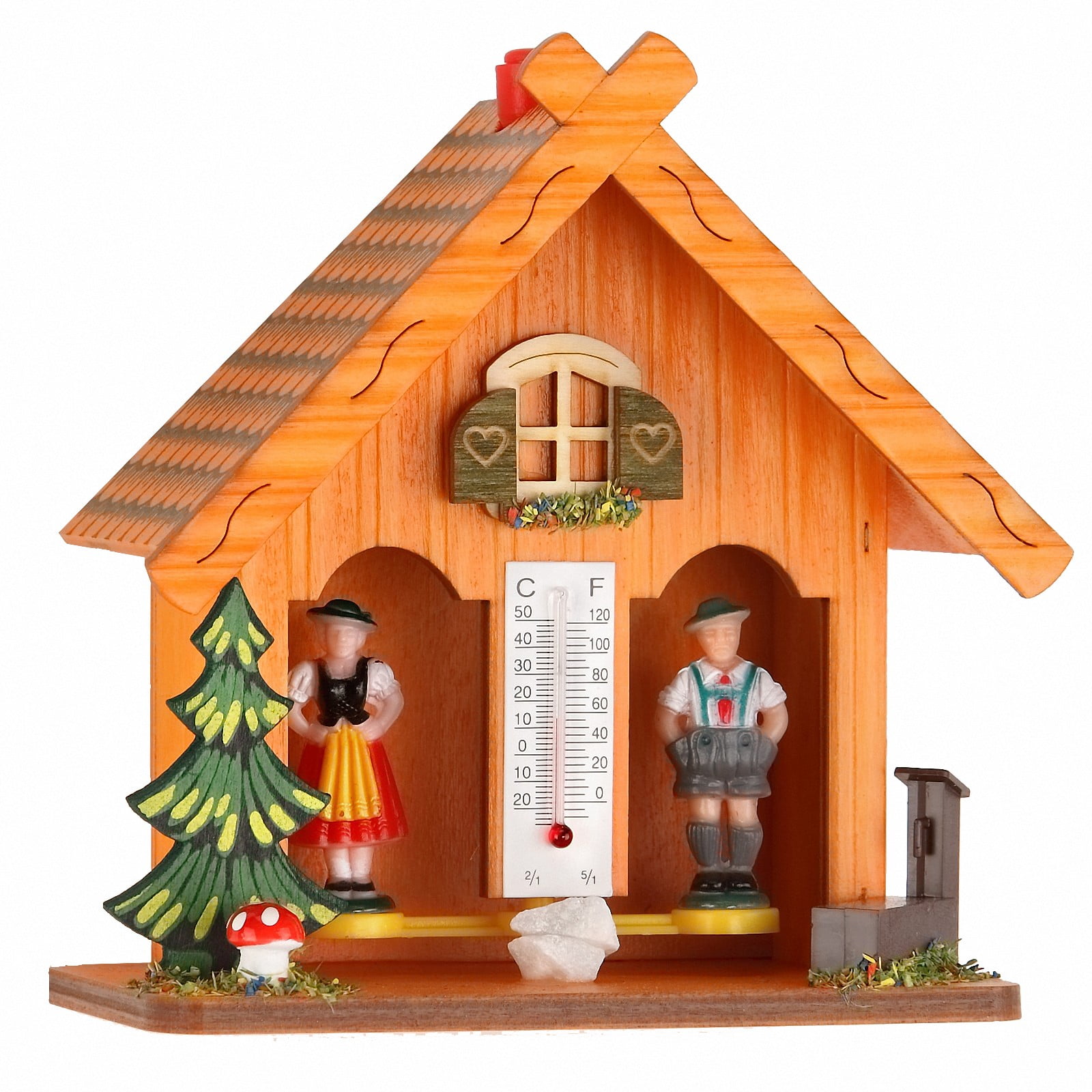 German Black Forest weather house orange TU 894 orange