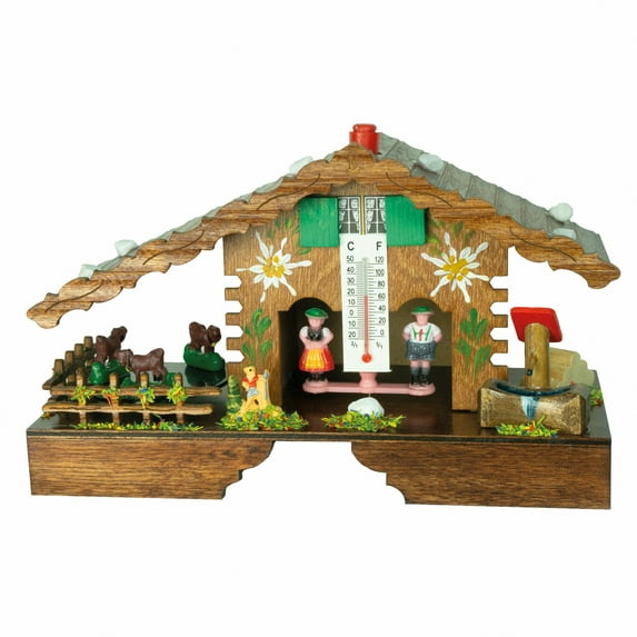 German Black Forest weather house with turning cows TU 900 E