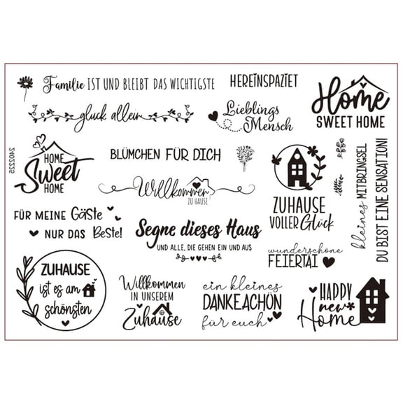 German Blessing Words Rub On Sticker Water Transfer Candle Sticker for Candle Ceramic Cup Glassware Wood Furniture