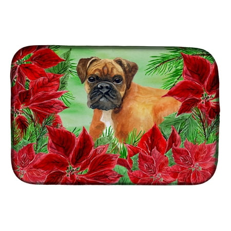 German Boxer Poinsettas Dish Drying Mat