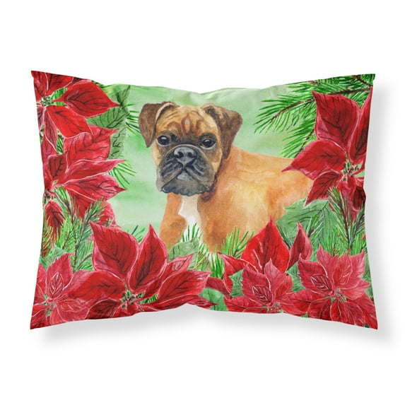 German Boxer Poinsettas Fabric Standard Pillowcase