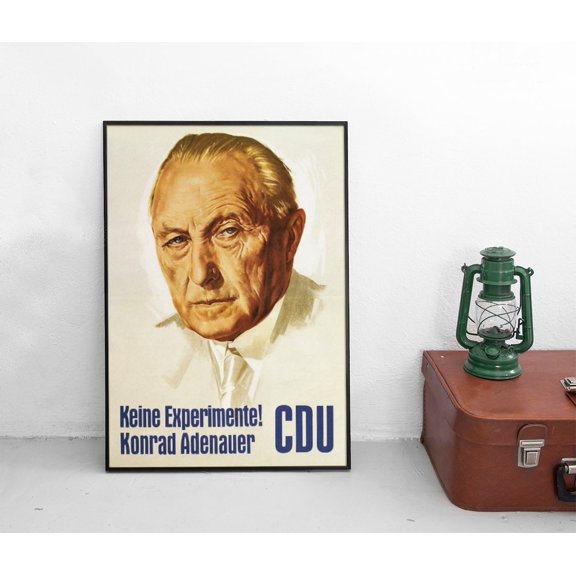 German Cdu Election Poster, No Experiments, Konrad Adenauer, Unframed Paper Poster 8x10in