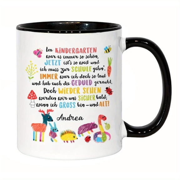 German Ceramic Mug 11oz 325ml Danke Erzieher Animal Pencil Sketches Heartfelt Thank You Kindergarten Teachers
