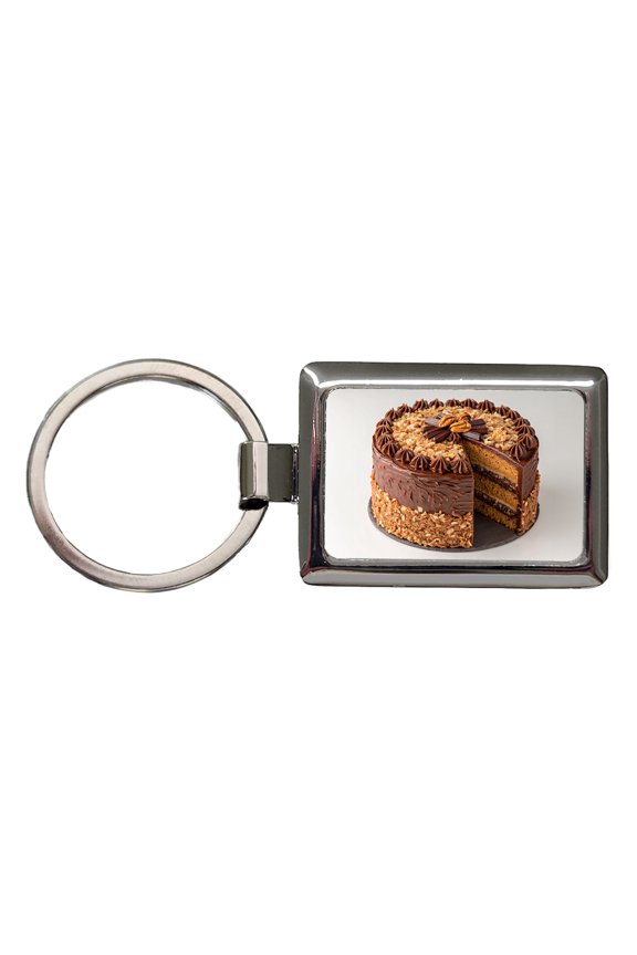 German Chocolate Cake Yummy Dessert Metal Rectangle Keychain