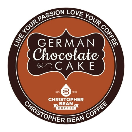 German Chocolate Single Coffee Cup, (Decaf) 100% Recyclable Single Serve Flavored Pod, 100% Arabica, No Sugar, No Fats, Non-GMO, 18 Cups of Regular Coffee Per Box – Christopher Bean