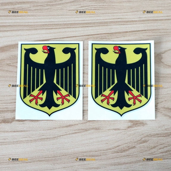 German Coat of Arms Eagle Deutschland Germany Vinyl Decal Sticker - 2 Pack Reflective, 4 Inches - for Car Boat Laptop Cup