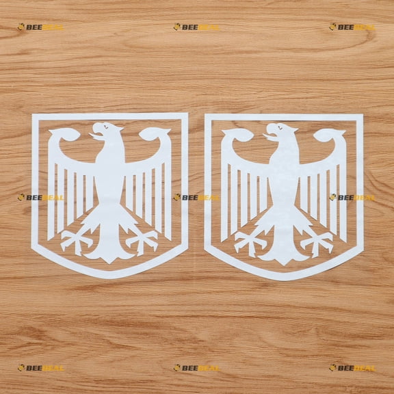 German Coat of Arms Eagle Germany Vinyl Decal Sticker - 2 Pack White, 6 Inches - Framed No Background for Car Boat Laptop