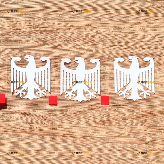 German Coat of Arms Eagle Vinyl Decal Sticker - 3 Pack White, 2 Inches - Germany Deutschland - No Background for Car Boat Laptop Cup