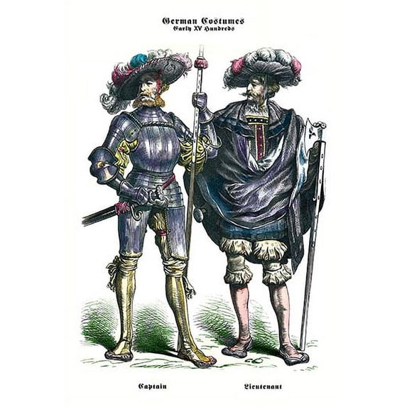 German Costumes: Captain and Lieutenant Fine art canvas print (20" x 30")
