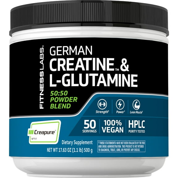 German Creatine & L-Glutamine | 1.1 lbs | Powder for Men and Women | by Fitness Labs