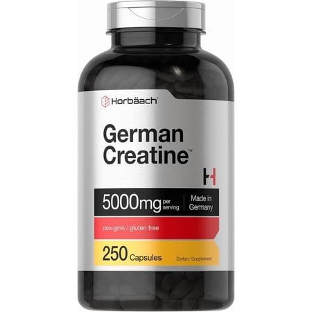 German Creatine Monohydrate 5000mg | 250 Creatine Pills for Men and Women | by Horbaach