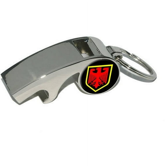 German Crest, Germany, Plated Metal Whistle Bottle Opener Keychain Key Ring
