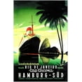 thumbnail image 1 of German Cruise Ship - Rio De Janeiro - Vintage Travel Poster, Retro Posters (11x17Inches), 1 of 6