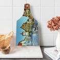 thumbnail image 1 of German Cutting Board, Rothenburg ob der Tauber Bavaria Germany Famous Street Colorful Classic Houses, Decorative Tempered Glass Cutting and Serving Board, Wine Bottle Shape, Multicolor, by Ambesonne, 1 of 5