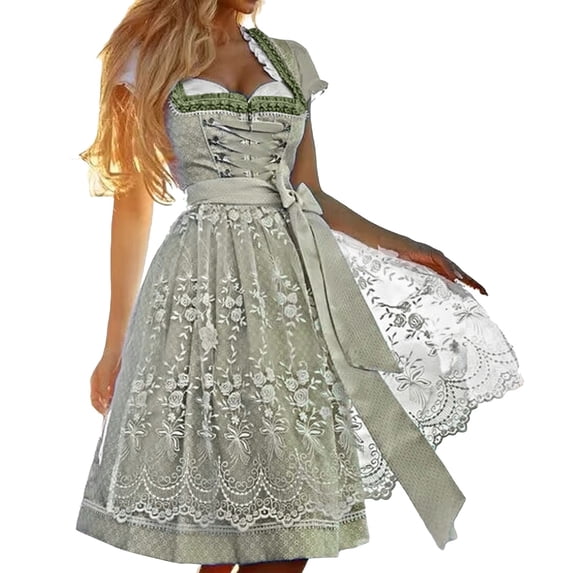 German Dirndl Dress Plus Size Midi Carnival Traditional Bavarian Oktoberfest Fancy Dress Women